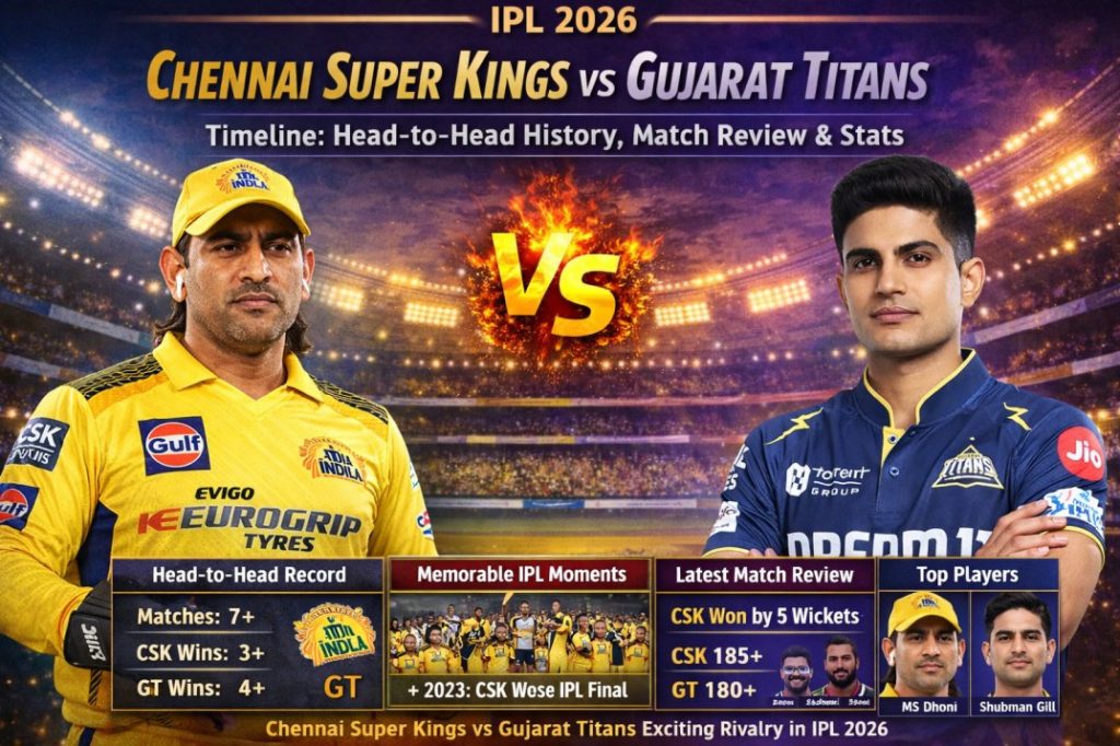 chennai super kings vs gujarat titans timeline head to head history, match review & stats (ipl 2026)