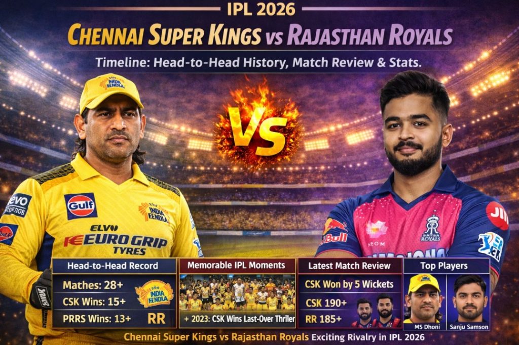 chennai super kings vs rajasthan royals timeline head to head history, match review & stats (ipl 2026)
