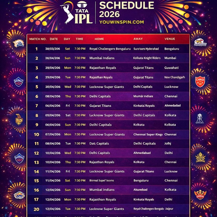 ipl 2026 schedule announced a season packed with rivalries, power hitting, and tactical battles